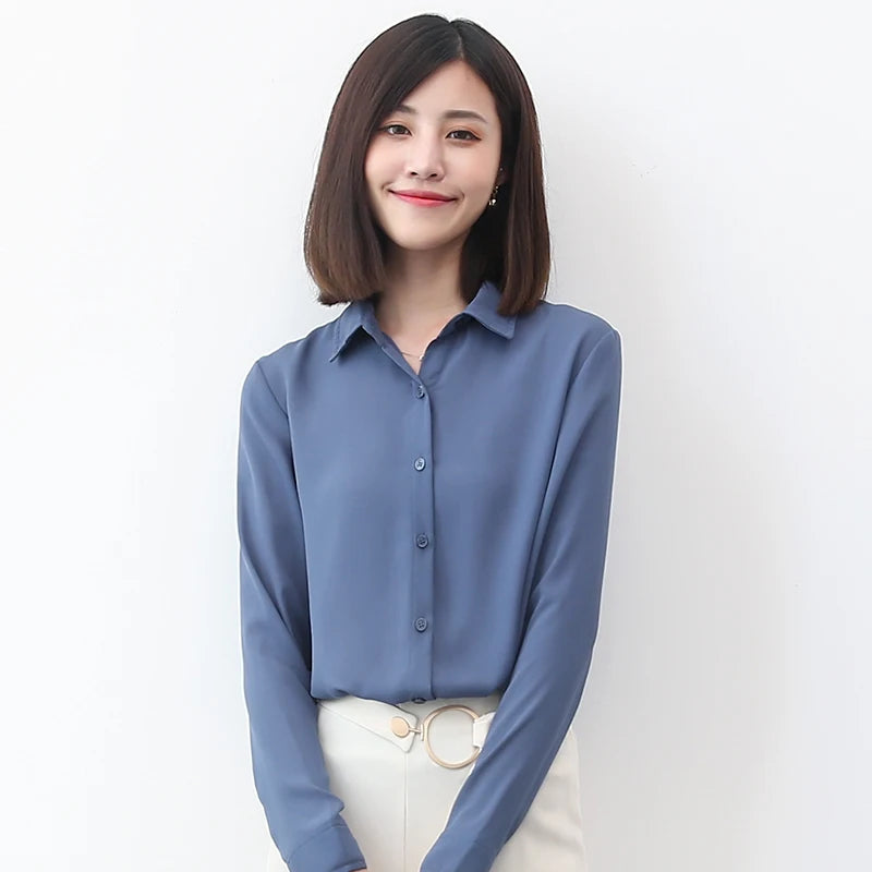 Women Chiffon Shirt 2026 New Fashion Multi Color Womens Tops And Blouse Plus Size Office ZA Style  Long Sleeve Blouses Clothes