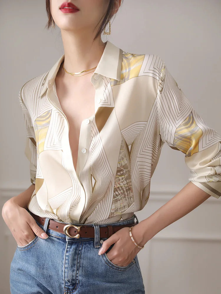 Fashion printing ladies shirts New elegant Women Blouses Spring Autumn Long Sleeve Shirts Tops Blusas Mujer